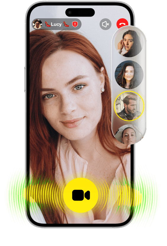 1v1Chat video call interface on a phone